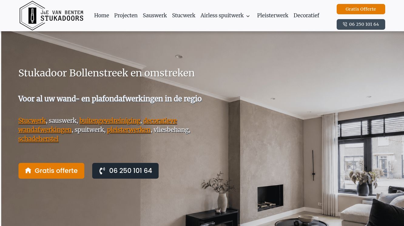 Homepage van J en E van Bentem stukadoors